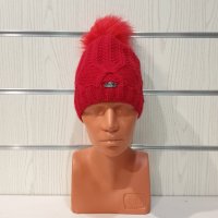 Нова зимна червена дамска шапка СилвърСтар с подплата плюш, снимка 6 - Шапки - 35510350