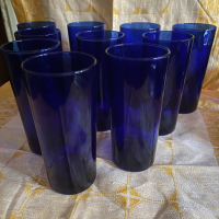 Винтидж кобалтово синьо стъкло чаши, снимка 2 - Чаши - 44855443