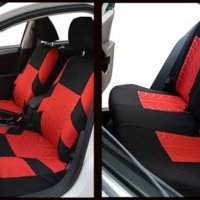 Универсална текстилна авто тапицерия, калъфи за автомобилни седалки, пълен комплект, 9 части в черве, снимка 2 - Аксесоари и консумативи - 37560653