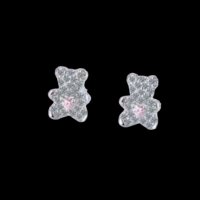 Сребърни мечета с кристали,колекция"Teddy Bear"white and pink/нови, снимка 1 - Колиета, медальони, синджири - 43595718