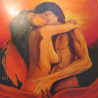 картина, еротика Мъжът и жената в огъня на любовта закриляни от огнения феникс - 18+, снимка 8 - Картини - 26491674