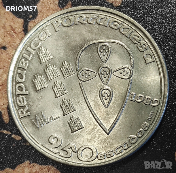 Монета Португалия (UNC) 250 ескудо, 1989, снимка 1
