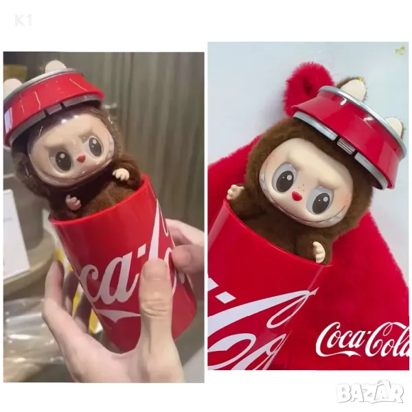Labubu Coca Cola плюшена играчка 17см, Лабубу с кола кенче, снимка 1