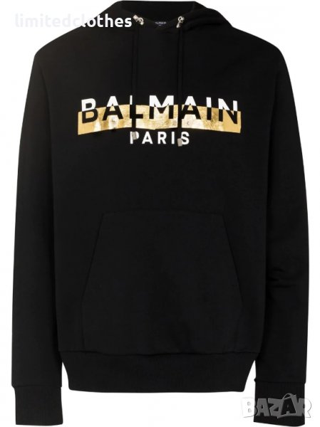 BALMAIN Black Gold Foil Logo Print Мъжко Горнище тип Суичър size L и XXL, снимка 1