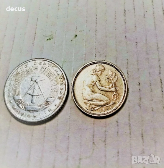 Лот от две монети немски пфениг - от 1950 и 1958г, снимка 1