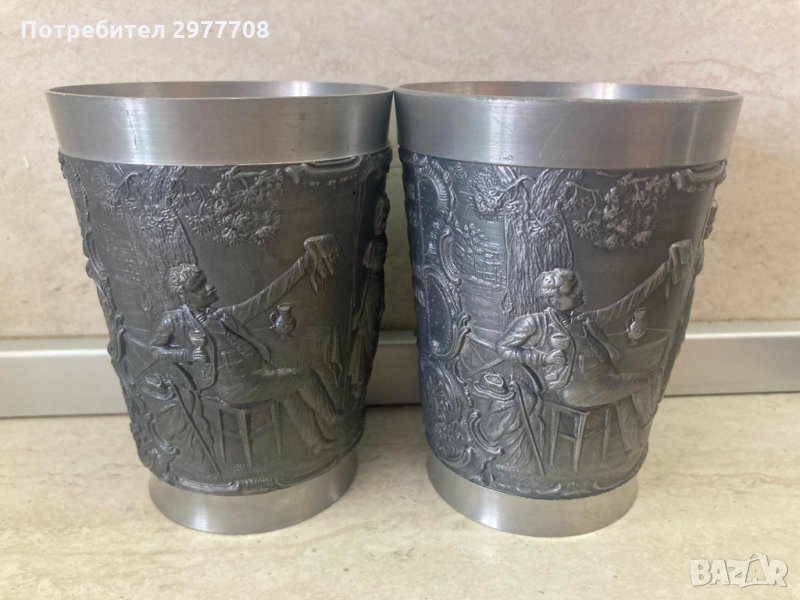 Сет от две оловно-калаени чаши , снимка 1
