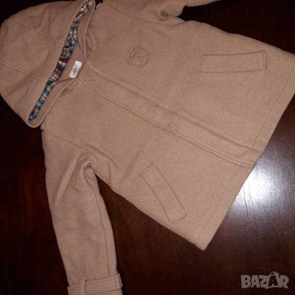 3-4г 104см Палто Яке с качулка Материя кашмир  Цвят бежово Без следи от употреба, снимка 1