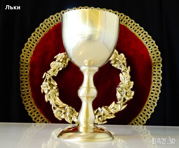 Викториански бронзов бокал за вино,щампанско 250 мл. , снимка 1
