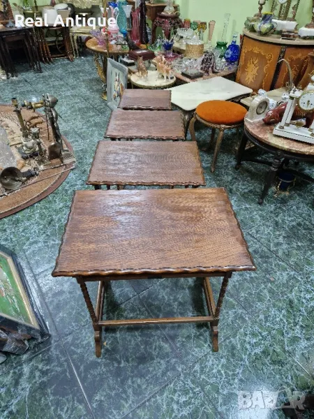 Прекрасен к-т от 4 броя антикварни маркови масички, снимка 1