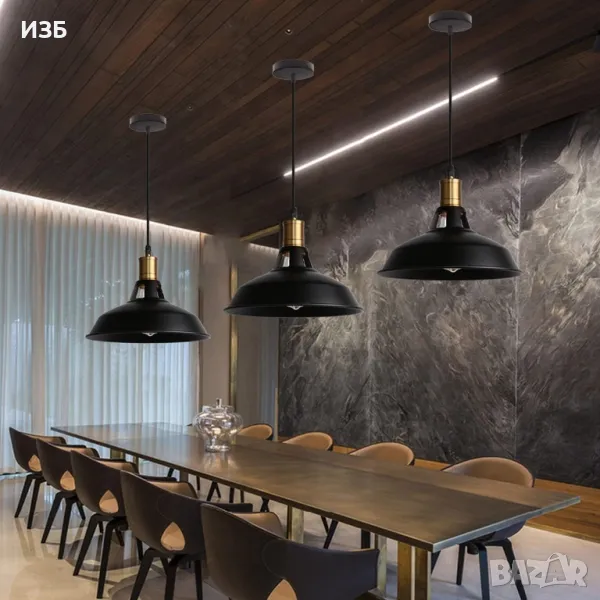 Индустриален винтидж полилей   висящо осветител  но тяло E27     ретро дизайн в скандинавски стил , снимка 1