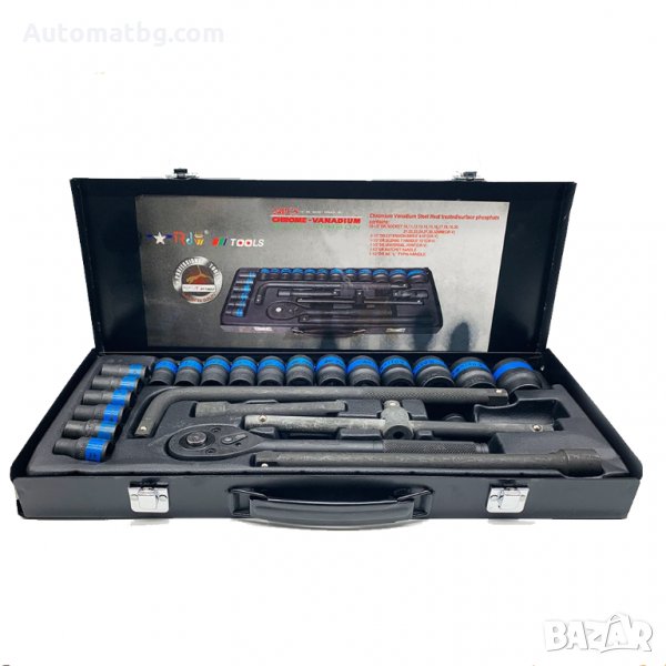 Гедоре Automat, 24бр 1/2, DR.Socket, комплект гаечен ключ 6 P.T, хром ванадий, синя лента, снимка 1