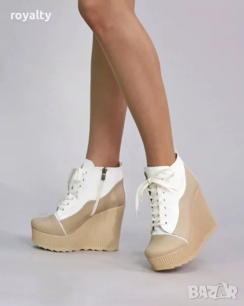 Боти на платформа - Кожа, снимка 1