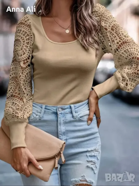 Дамска блуза подходяща за пролетта и лятото, с интересни ръкави , снимка 1