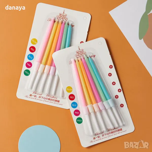 5758 Цветни свещички за рожден ден, 6 броя, 9 см, снимка 1