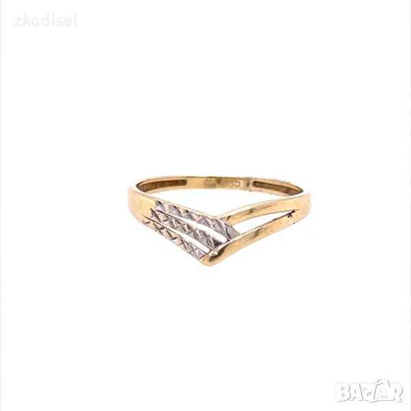 Златен дамски пръстен 1,10гр. размер:56 14кр. проба:585 модел:21634-5, снимка 1