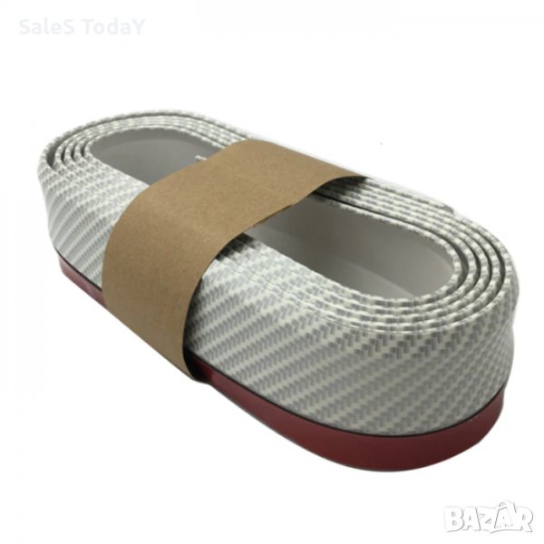 Лип спойлер за прагове и брони, универсален 2,5м., бял карбон, снимка 1