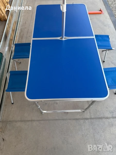 Къмпинг комплект 3 в 1: Сгъваема маса с 4 стола и чадър – лек, компактен и удобен , снимка 1