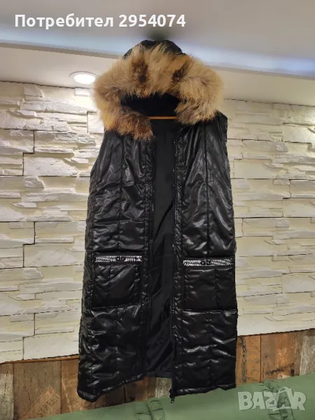 дълъг елек с яка от естествен косъм Л 49лв, снимка 1