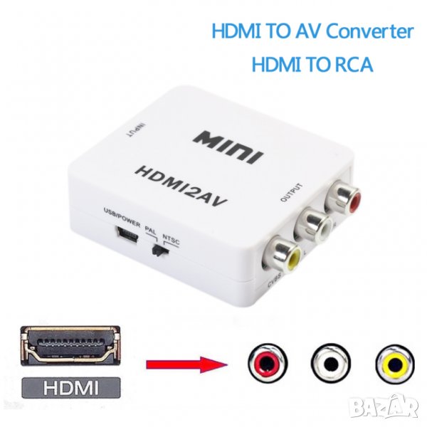 Аудио/Видео активен конвертор от HDMI към AV (CVBS) , снимка 1