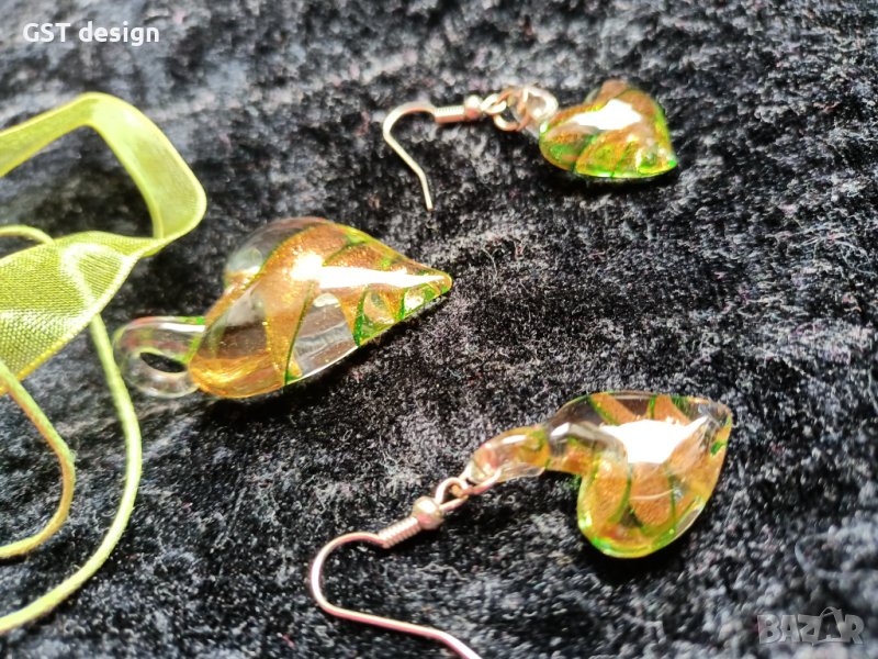 Спешно Топ Колие Висулка Мурано Стъкло Органза Обеци, снимка 1