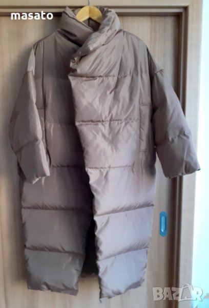  кафяво дълго дамско яке/пухенка, снимка 1