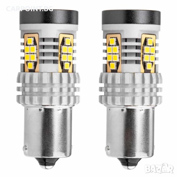 КРУШКИ ДИОДНИ LED CANBUS 3020 24SMD 1156 BA15S P21W R10W R5W БЯЛ 12V 24V 2БРОЯ 02797 1КТ., снимка 1