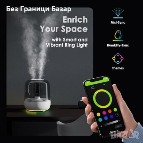 Нов Овлажнител за Голямо Помещение с Динамично осветление 5.5Л, снимка 6 - Други стоки за дома - 43070744