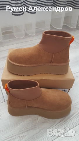 Нови дамски кожени високи боти UGG CLASSIC MINI DIPPER Shestnut р-р 39, снимка 2 - Дамски боти - 52859201