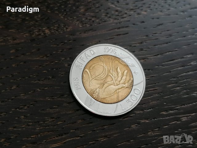 Монета - Италия - 500 лири IFAD (юбилейна) | 1998г., снимка 1 - Нумизматика и бонистика - 27532501