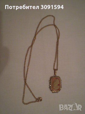 Камея медальон на верижка месинг многоцветно стъкло камеята е изработена от висококачествени материя, снимка 8 - Антикварни и старинни предмети - 35159842