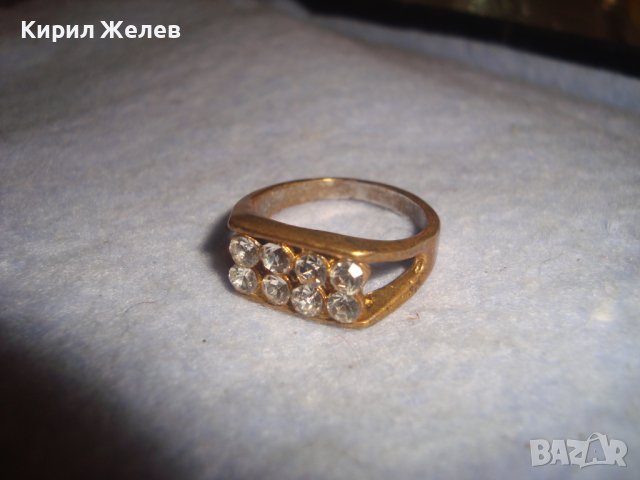 СТАР БРОНЗОВ ЗЛАТИСТ АРИСТОКРАТИЧЕН АРТ ДЕКО СТИЛ ПРЪСТЕН с ЦИРКОНИ 24926, снимка 6 - Пръстени - 37473060