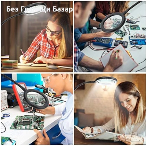 Нова Професионална LED лупа 3X с щипка USB захранване 6 нива на светлина, снимка 6 - Друга електроника - 53151510