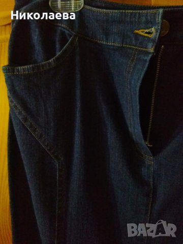 Дълга пола от тъмен деним с разкрояване,L/XL, снимка 4 - Поли - 43695146