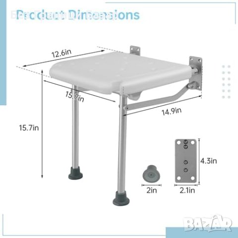 Нова Стабилна Сгъваема Седалка за Душ 40x38x40см – Идеална за Възрастни и Хора с Увреждания, снимка 5 - Други - 43558980