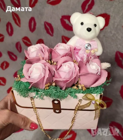 Чантички с рози от пластичен сапун, снимка 2 - Декорация за дома - 48848502