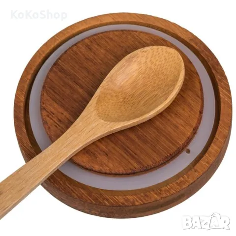 Буркан с бамбуков капак и лъжичка-750 мл./буркан за кафе/буркан за подправки, снимка 2 - Аксесоари за кухня - 50315493