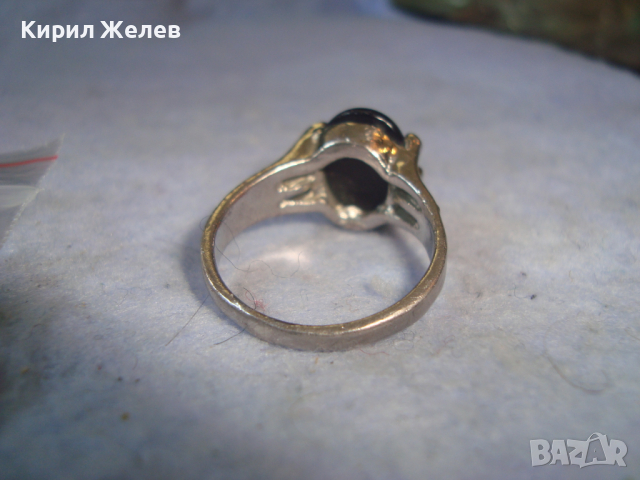 ПОСРЕБРЕН КРАСИВ АРТ ДЕКО СТИЛ СКЪПОЦЕНЕН ПРЪСТЕН с ШЛИФОВАН ЕСТЕСТВЕН АВАНТЮРИН - КАБОШОН 18622, снимка 6 - Пръстени - 36380937