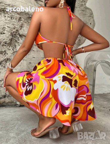 Дамски летен ярък гащеризон с халтер, 4цвята , снимка 4 - Гащеризони - 40679806