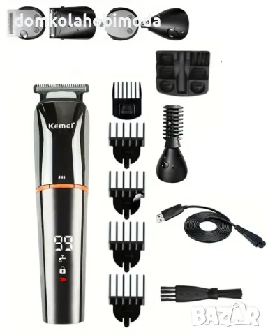 Професионална машинка Kemei, Безжичнa, 11 приставки и сменяеми глави, USB-презареждаща батерия, снимка 6 - Тримери - 48131471