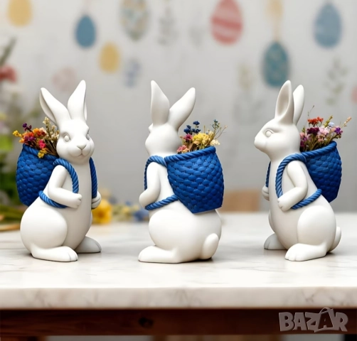 Силиконов молд кашпа заек с кош, снимка 5 - Форми - 52529783