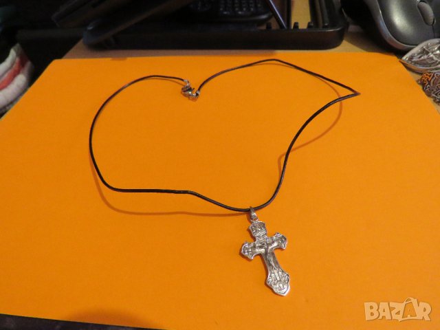 сребърен православен сребърен кръст разпятие с Исус Христос на гърба Архангел Михайл кръщене, снимка 3 - Колиета, медальони, синджири - 37536869