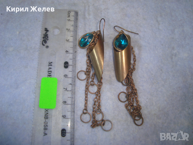 КРАСИВИ ЗЛАТИСТИ МЕСИНГОВИ ВИНТИДЖ ОБЕЦИ РЪЧНА АРТ ИЗРАБОТКА с ФАСЕТ КРИСТАЛИ 4186, снимка 8 - Обеци - 36524959