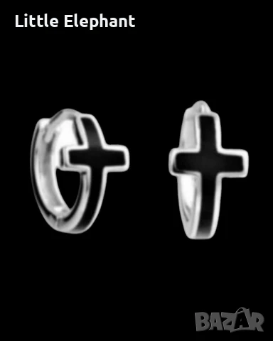 Сребърни обеци кръстове,готик стил,black/нови