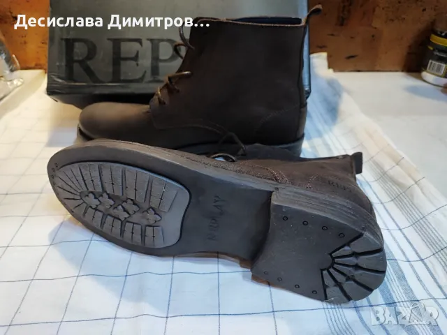 Оригинални нови мъжки обувки боти REPLAY естествена кожа размер 44, снимка 4 - Мъжки боти - 47639165
