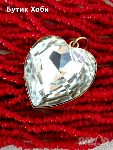 Кристален медальон ,,Сърце,,, снимка 2 - Колиета, медальони, синджири - 32680438