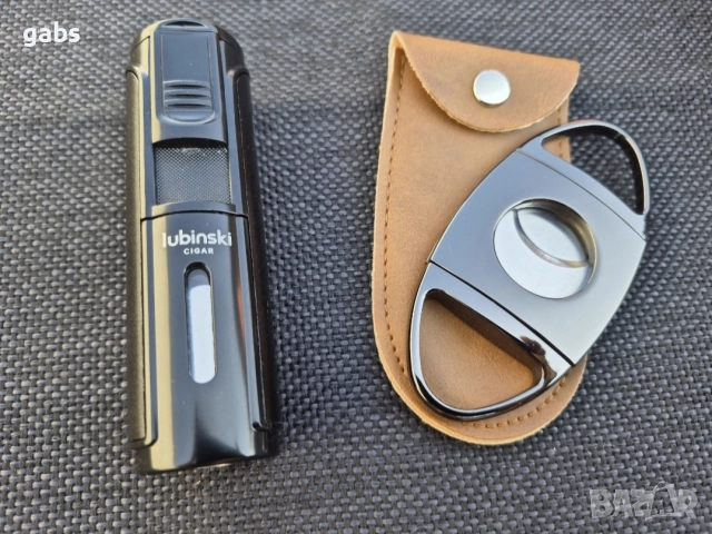 Луксозна запалка за пури lubinski с подарък резачка, снимка 4 - Запалки - 52548409