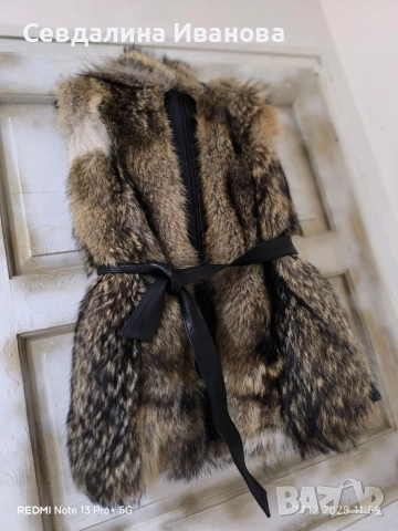 елек от лицева кожа и косъм, снимка 3 - Елеци - 47954666