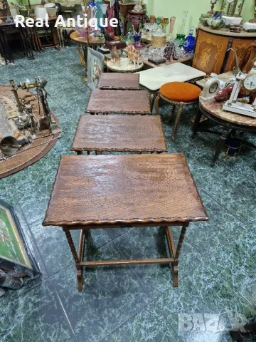 Прекрасен к-т от 4 броя антикварни маркови масички, снимка 1