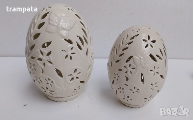 ТОП ОФЕРТА -50% Големи декоративни порцеланови яйца / свещник 