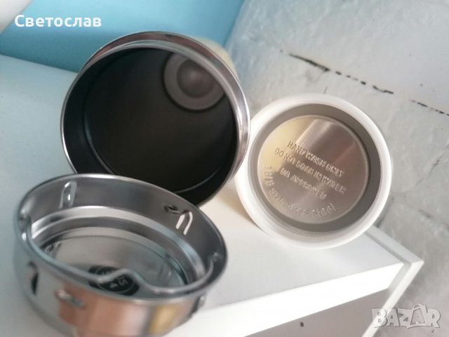 Термос с цедка за чай от бамбуково покритие и неръждаема стомата, снимка 4 - Термоси - 37000115